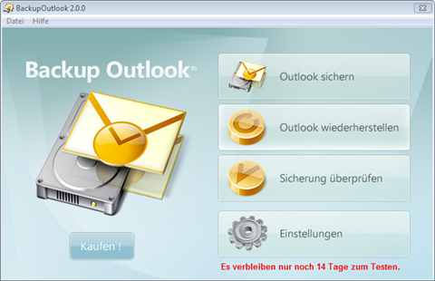 Startbildschirm um Outlook zu sichern